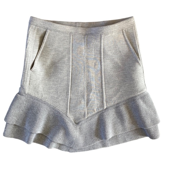 Thakoon Ruffle Scuba Casual Grey Women's Skirt - Picture 2 of 12